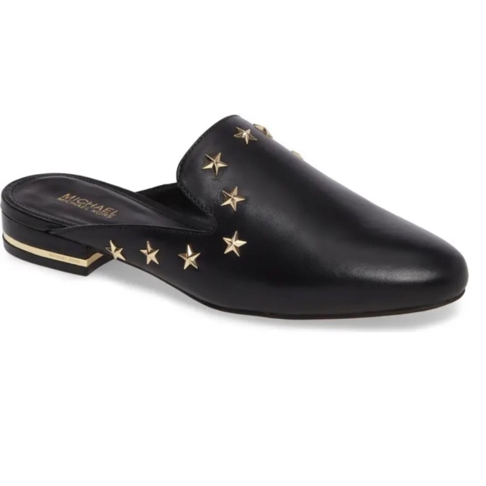 Michael Kors black studded Natasha flat sz 8